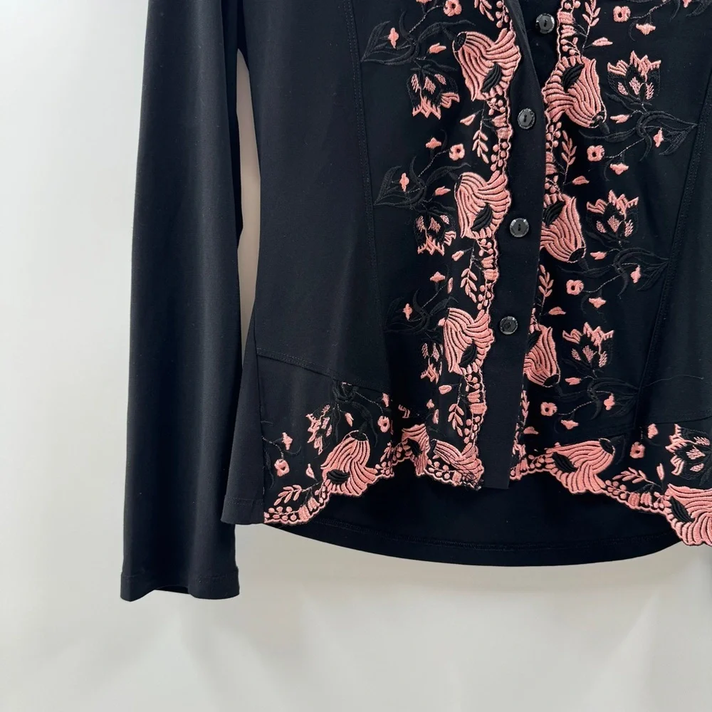 Sunblossom Made in France Y2K Pink Floral Button-Up Blouse Size S/M - Picture 3 of 5